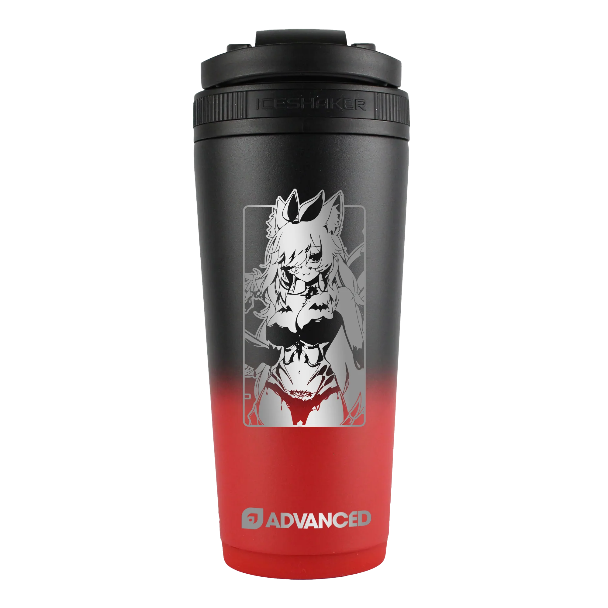Cherriglitch v2 Custom 26oz Ice Shaker - Red Black Ombre - Image 2