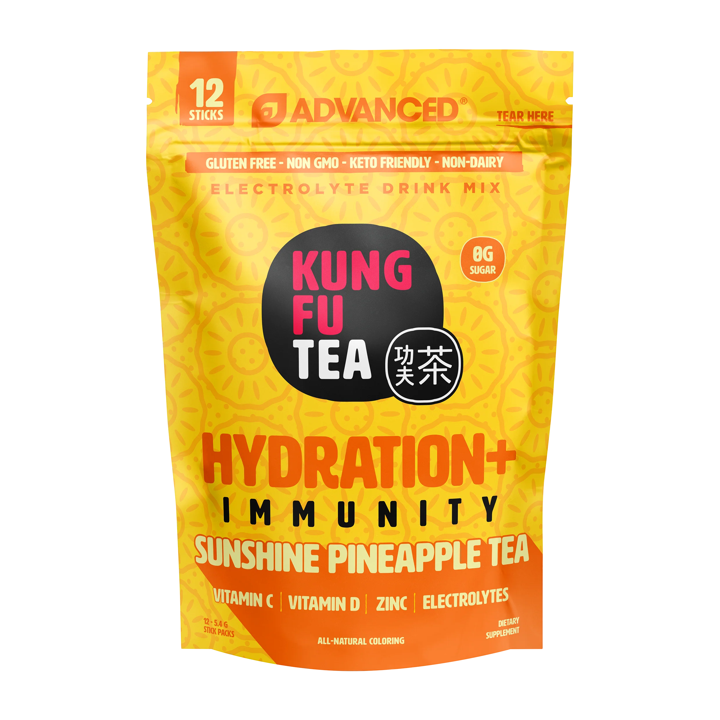 Immunity+ Hydration Kung Fu Tea Sunshine Pineapple Tea Stick Packs