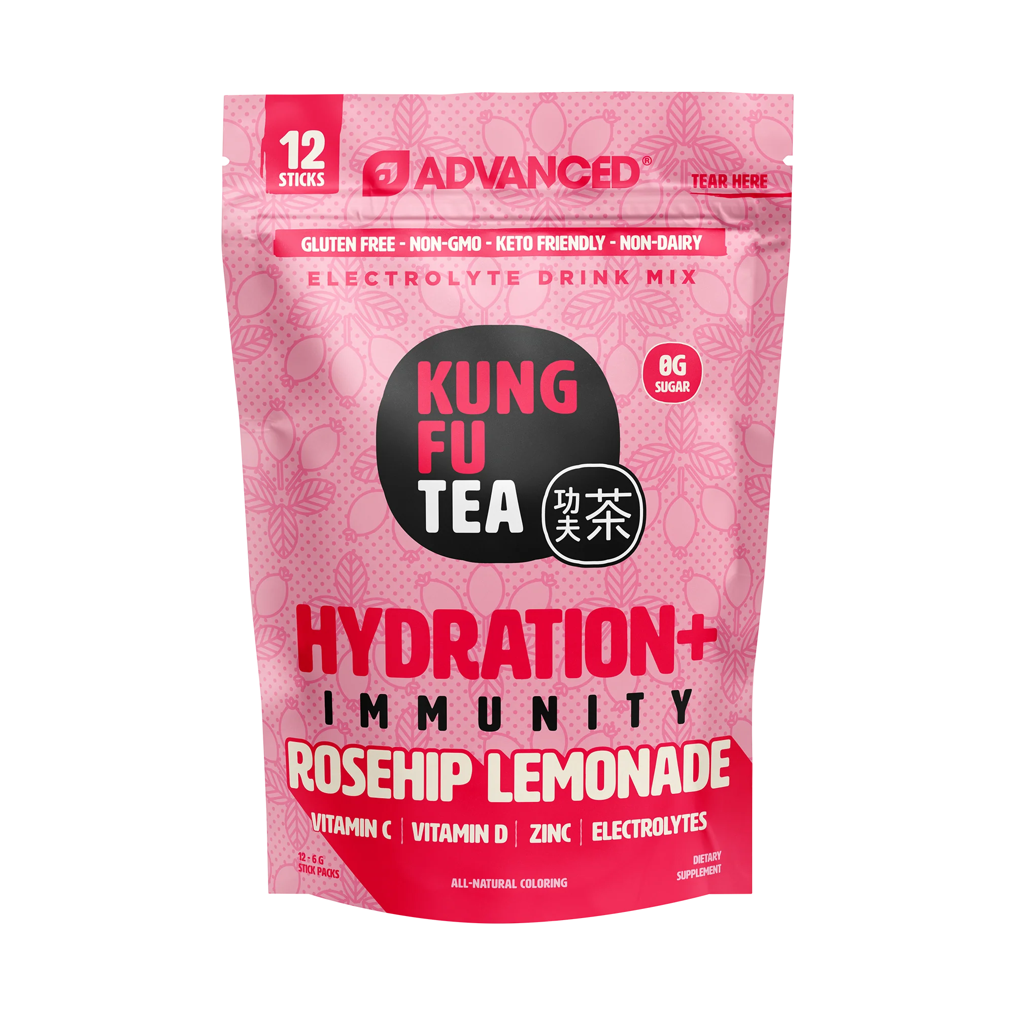 Immunity+ Hydration Kung Fu Tea Rosehip Lemonade Stick Packs