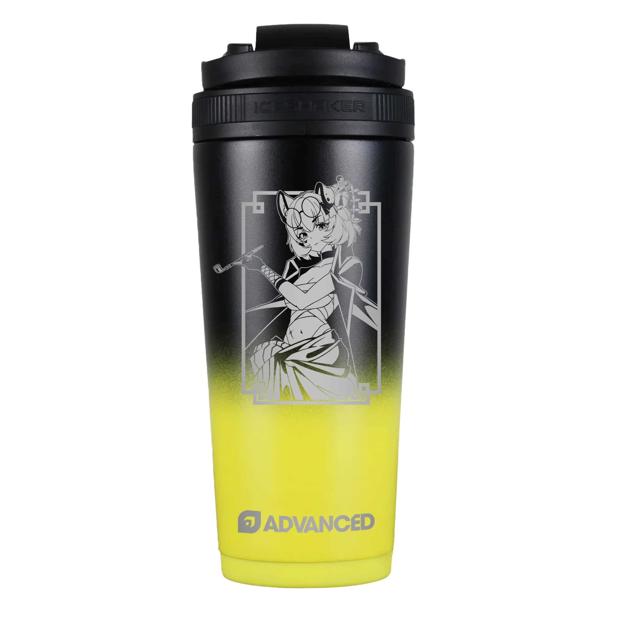Renn Custom 26oz Ice Shaker - Yellow Black Ombre - Image 2