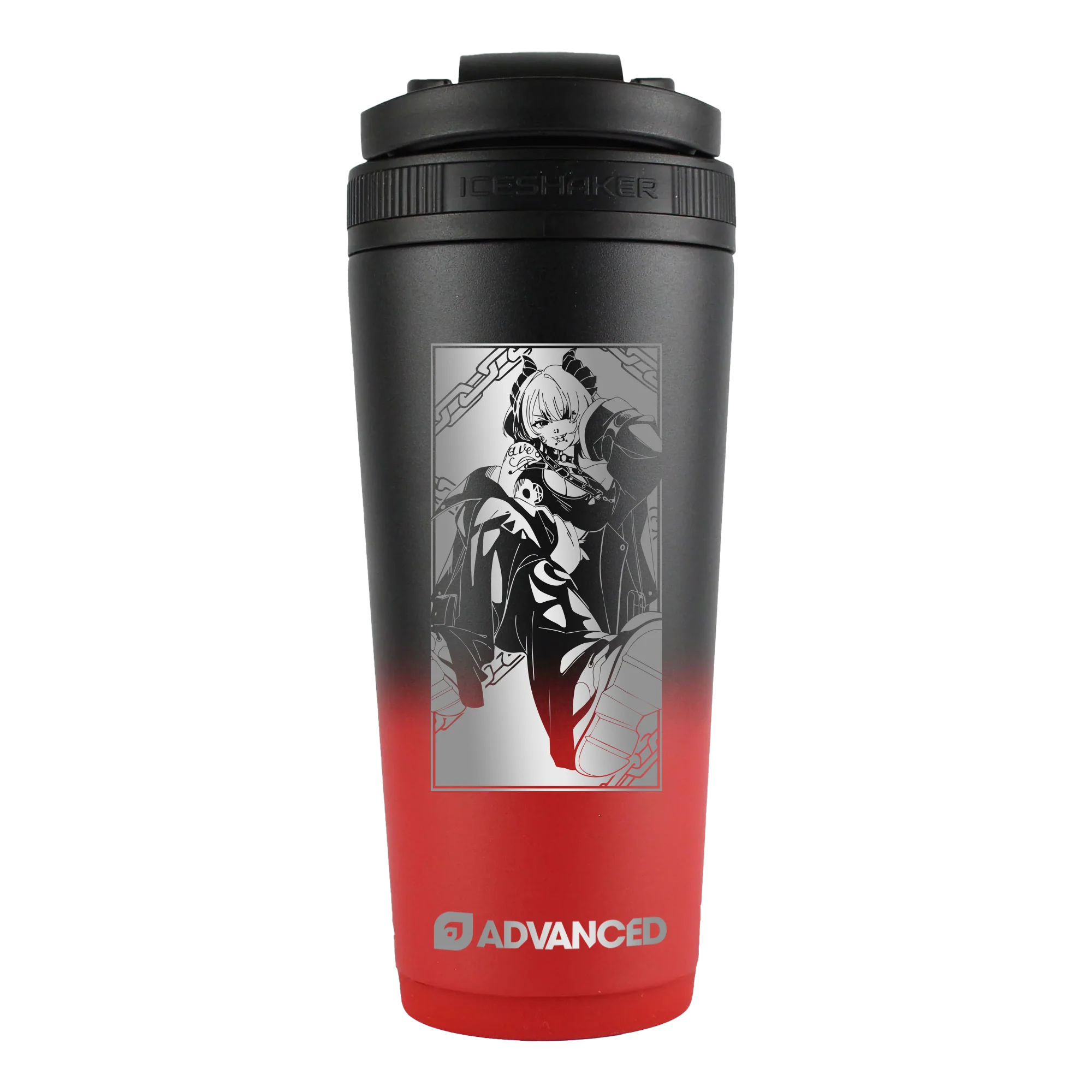 Vexmlk Custom 26oz Ice Shaker - Red Black Ombre