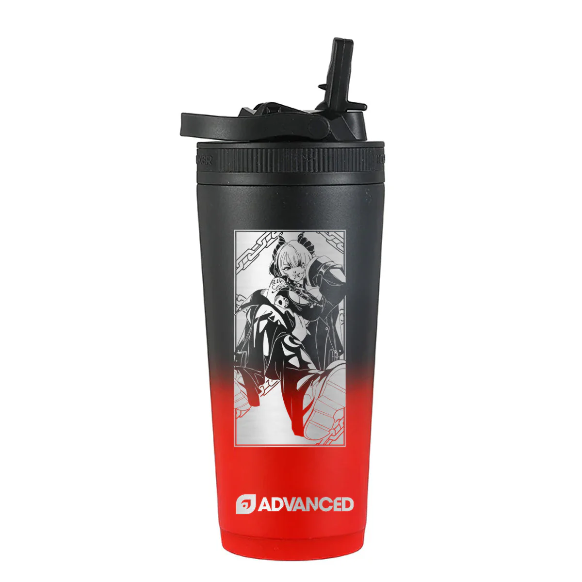 Vexmlk Custom 26oz Sport Bottle - Red Black Ombre - Image 2