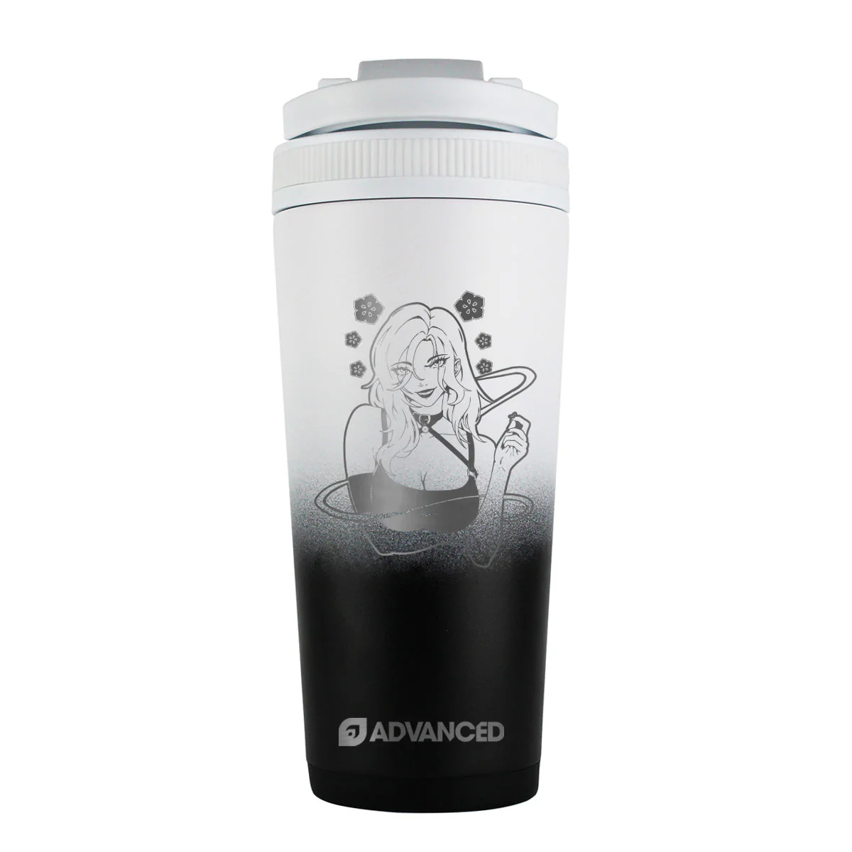 Zystara 26oz Ice Shaker - Black White Ombre